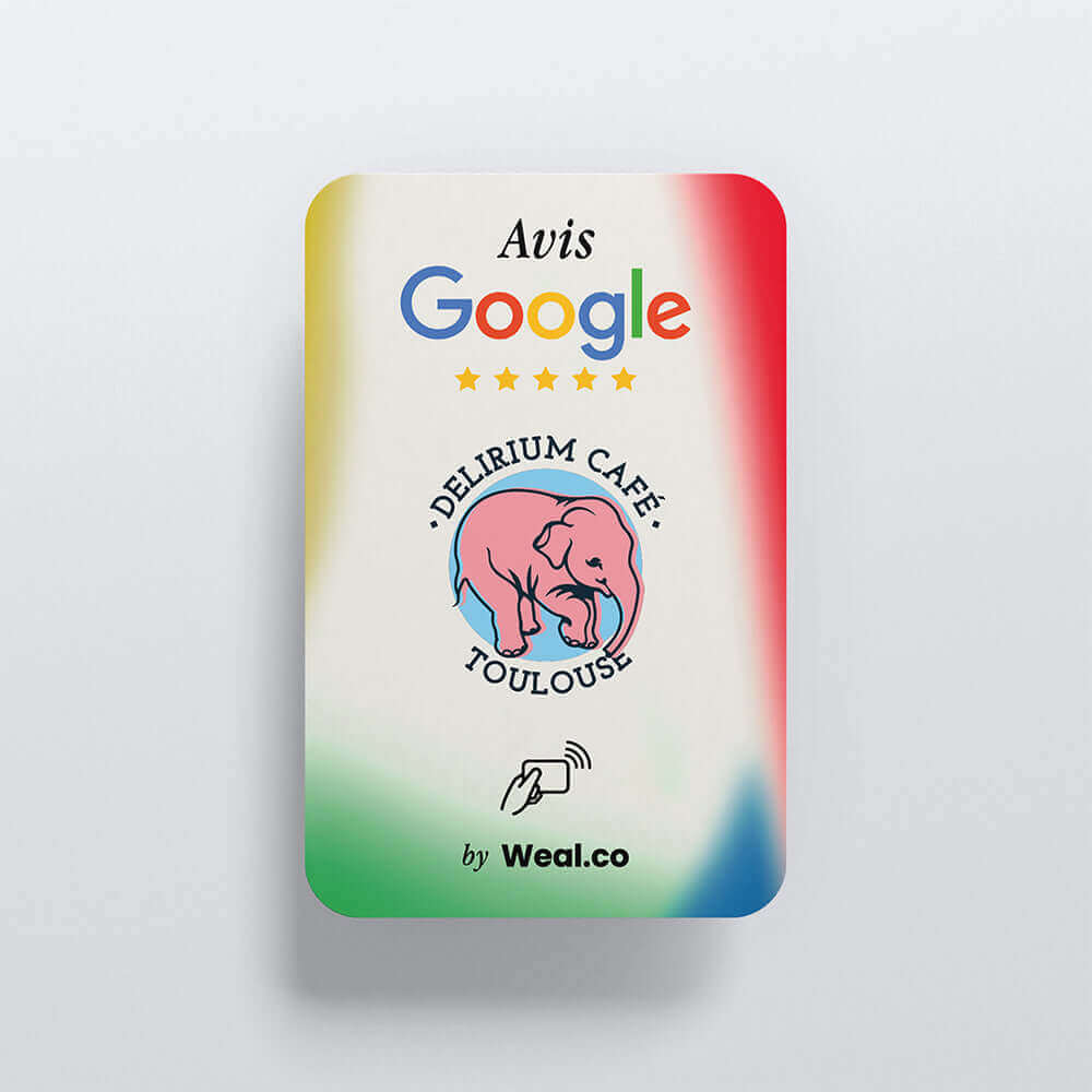 Carte NFC personnalisable - Avis Google - Delirium