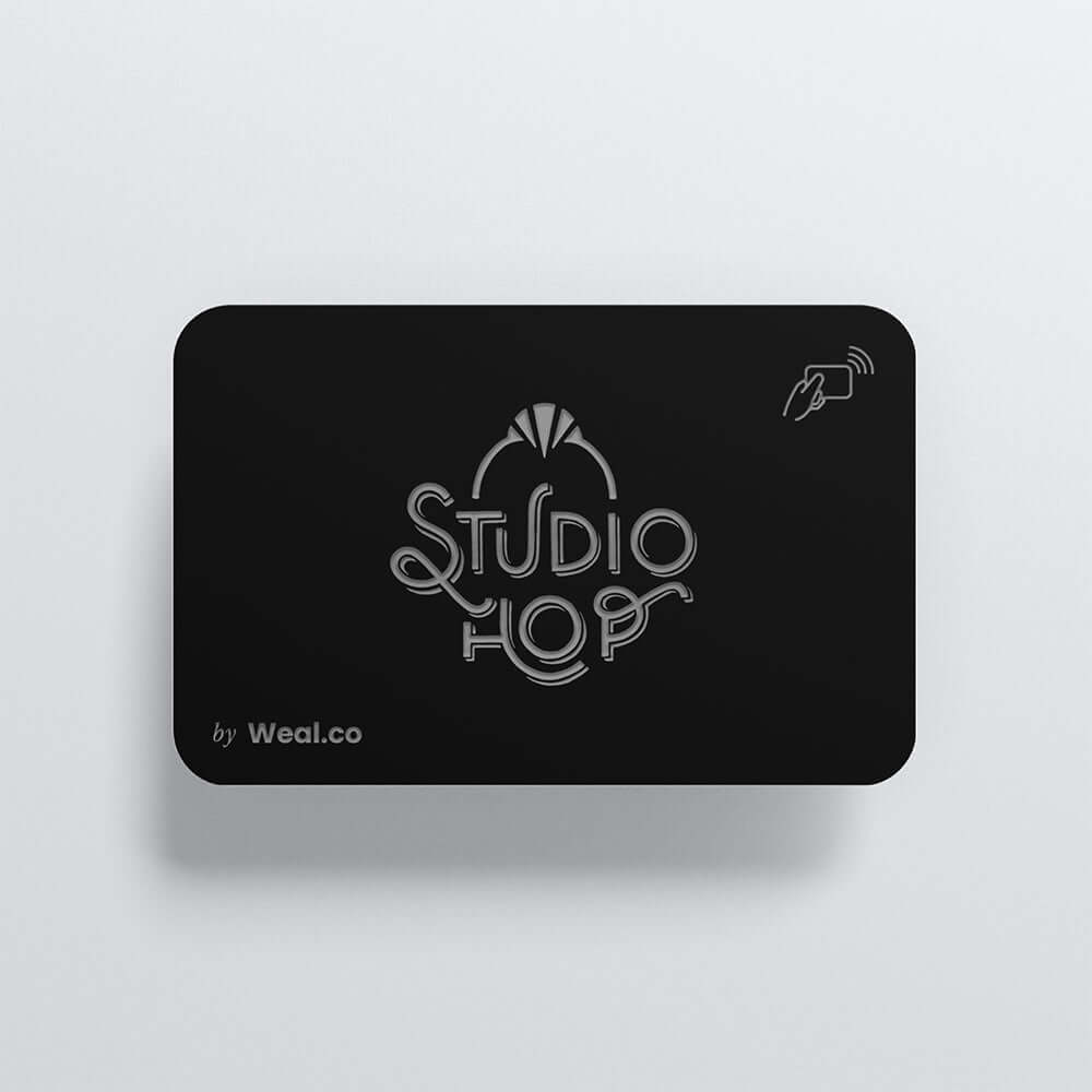 Carte NFC personnalisable Metal Argent studio hop